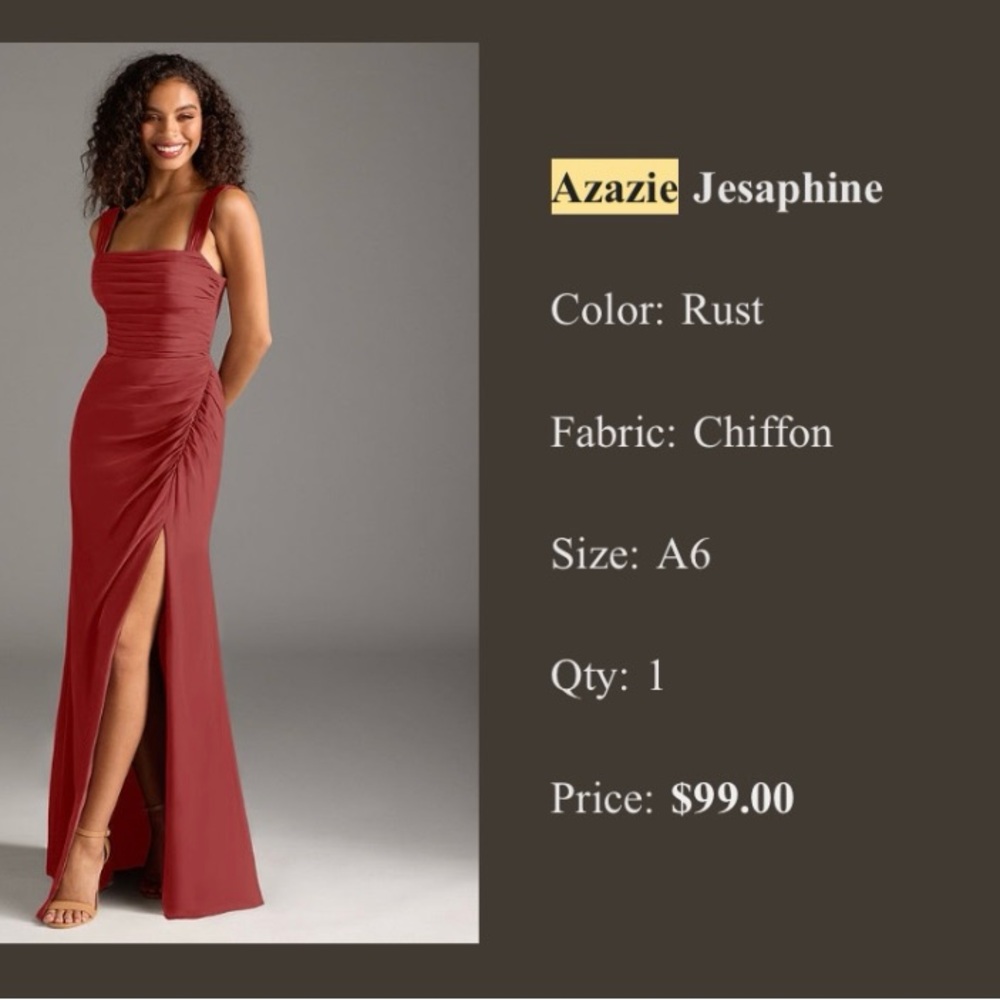 Azazie Jesaphine Rust Chiffon Bridesmaid Dress